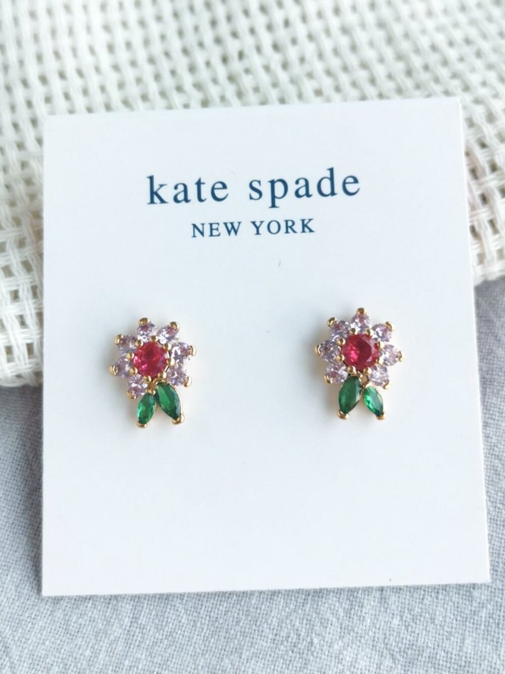 Kate Spade new bloom flower Gold Stud Earrings - Multi Color